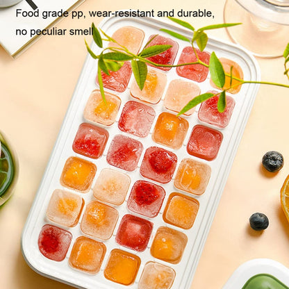 Single Layer Kitchen Ice Tray with Lid Press Ice Cube Maker Mold Box (BPA Free, No FDA Certificate)