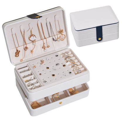 PU Leather Jewelry Box Necklace Ring Ear Studs Organizer Container Display Case, 17x12x8cm