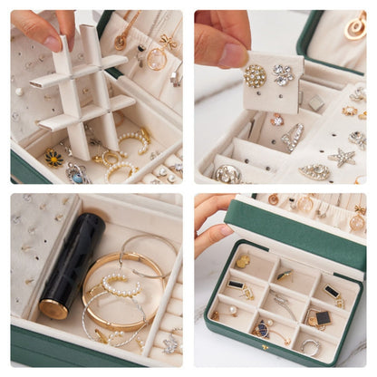PU Leather Jewelry Box Necklace Ring Ear Studs Organizer Container Display Case, 17x12x8cm
