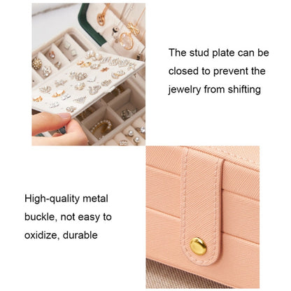 PU Leather Jewelry Box Necklace Ring Ear Studs Organizer Container Display Case, 17x12x8cm