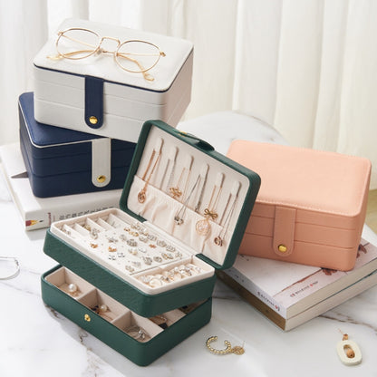PU Leather Jewelry Box Necklace Ring Ear Studs Organizer Container Display Case, 17x12x8cm