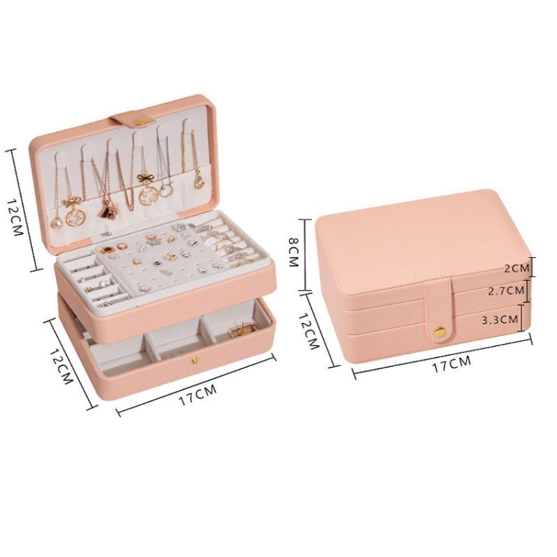 PU Leather Jewelry Box Necklace Ring Ear Studs Organizer Container Display Case, 17x12x8cm