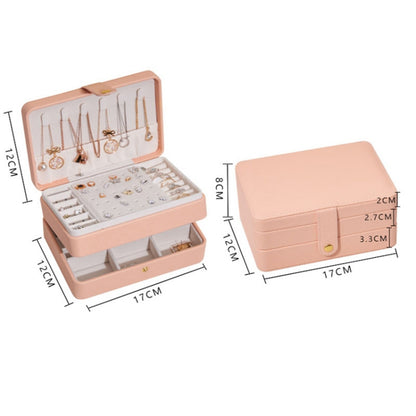 PU Leather Jewelry Box Necklace Ring Ear Studs Organizer Container Display Case, 17x12x8cm