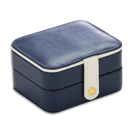 PU Leather Portable Travel Jewelry Storage Box Double Layer Ring Earrings Organizer Case with Mirror