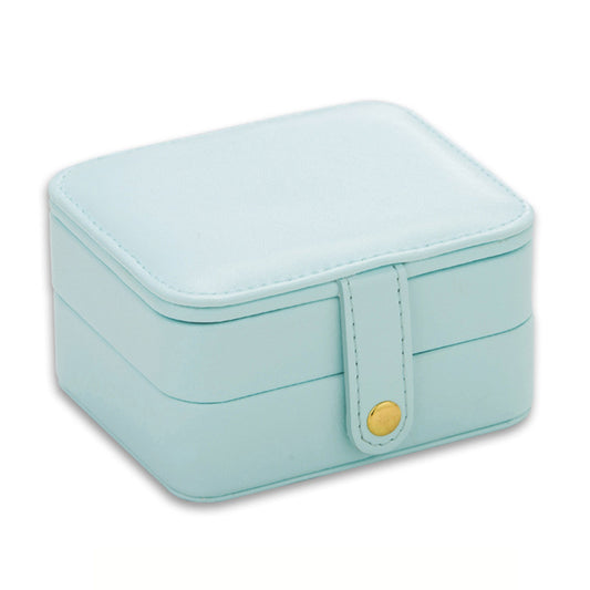 PU Leather Portable Travel Jewelry Storage Box Double Layer Ring Earrings Organizer Case with Mirror