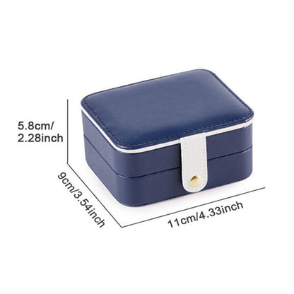 PU Leather Portable Travel Jewelry Storage Box Double Layer Ring Earrings Organizer Case with Mirror