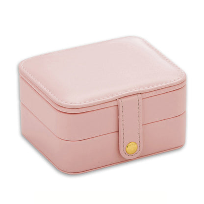 PU Leather Portable Travel Jewelry Storage Box Double Layer Ring Earrings Organizer Case with Mirror