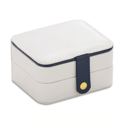 PU Leather Portable Travel Jewelry Storage Box Double Layer Ring Earrings Organizer Case with Mirror