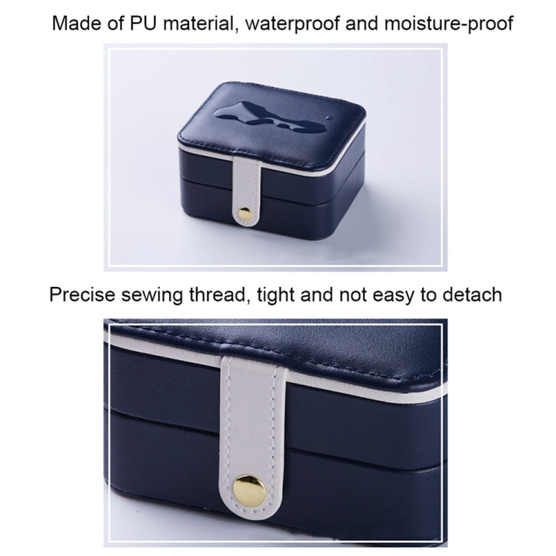 PU Leather Portable Travel Jewelry Storage Box Double Layer Ring Earrings Organizer Case with Mirror