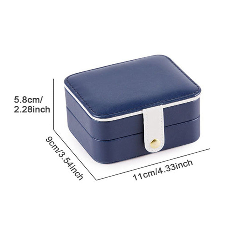 PU Leather Portable Travel Jewelry Storage Box Double Layer Ring Earrings Organizer Case with Mirror