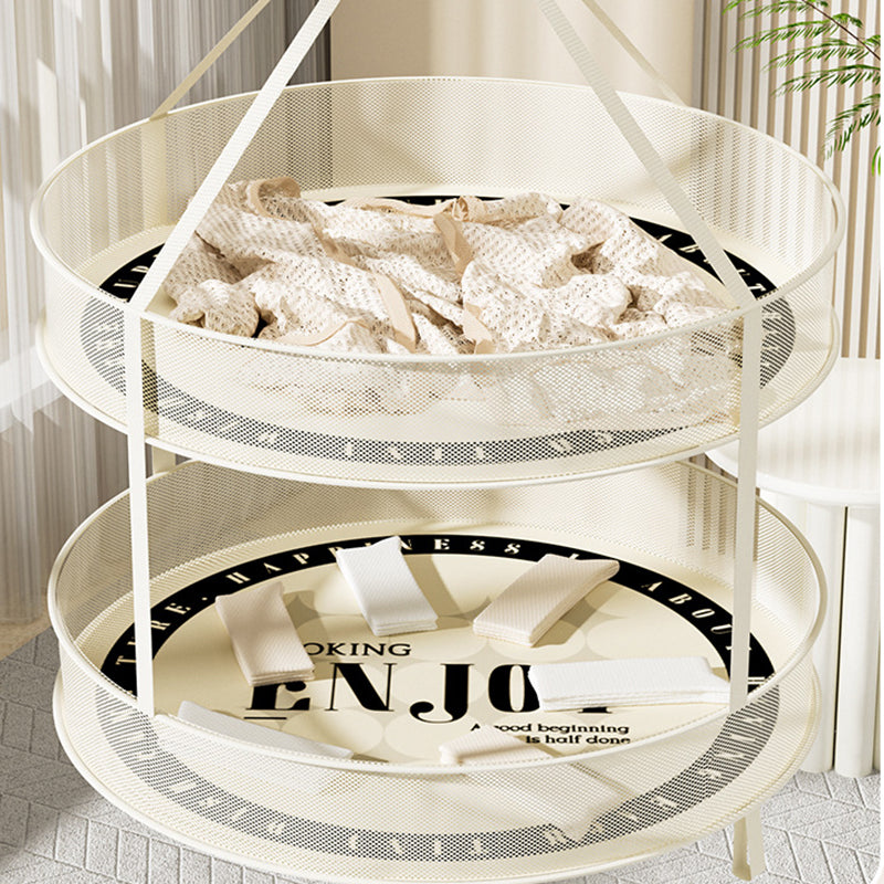 60CM Round Dual-Layer Mesh Drying Clothes Holder Hanging Drying Rack Basket (80g High Density Mesh Cloth)