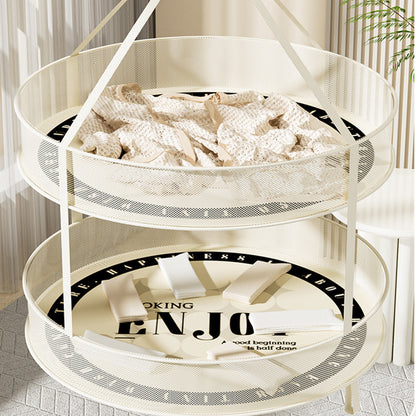 60CM Round Dual-Layer Mesh Drying Clothes Holder Hanging Drying Rack Basket (80g High Density Mesh Cloth)