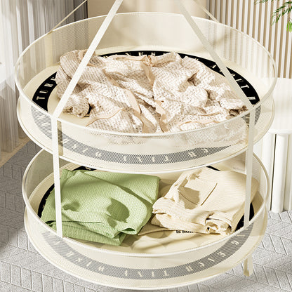 60CM Round Dual-Layer Mesh Drying Clothes Holder Hanging Drying Rack Basket (80g High Density Mesh Cloth)