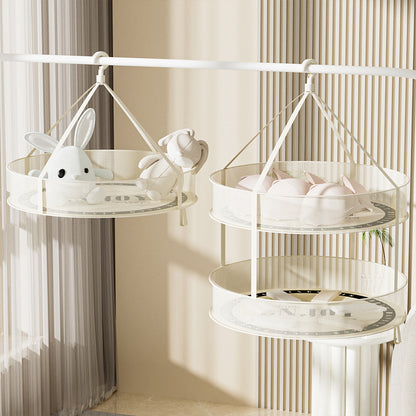 60CM Round Dual-Layer Mesh Drying Clothes Holder Hanging Drying Rack Basket (80g High Density Mesh Cloth)