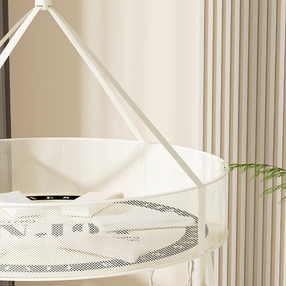 Single-Layer 60CM Round Sweater Hanging Drying Rack Net Pocket Mesh Drying Basket (80g High Density Mesh Cloth)
