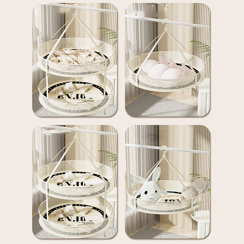 Single-Layer 60CM Round Sweater Hanging Drying Rack Net Pocket Mesh Drying Basket (80g High Density Mesh Cloth)