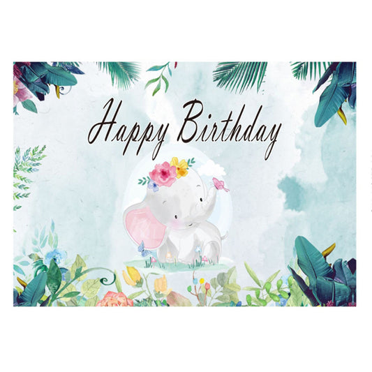 Birthday Party Cartoon Elephant Photography Background Vinyl Cloth Backdrop, 150 x 100cm