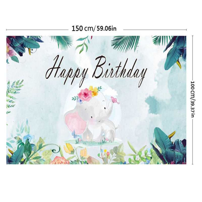 Birthday Party Cartoon Elephant Photography Background Vinyl Cloth Backdrop, 150 x 100cm