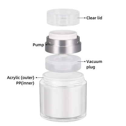 30ML Vacuum Cream Storage Bottle Lotion Dispenser Mini Makeup Airless Pump Cream Jar Container (Dual-Layer)