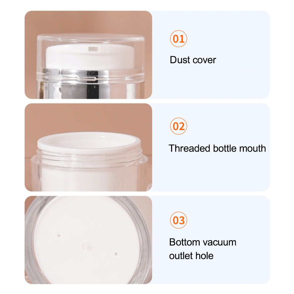 30ML Vacuum Cream Storage Bottle Lotion Dispenser Mini Makeup Airless Pump Cream Jar Container (Dual-Layer)