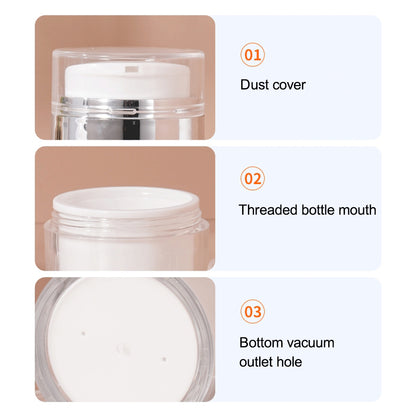 30ML Vacuum Cream Storage Bottle Lotion Dispenser Mini Makeup Airless Pump Cream Jar Container (Dual-Layer)