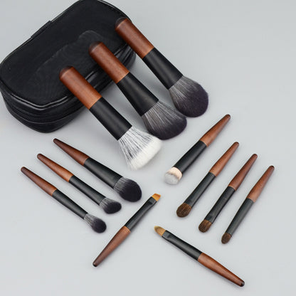 12Pcs Portable Makeup Brush Set Mini Cosmetic Brush Kit for Foundation Powder Lipstick Highlight Eyeshadow