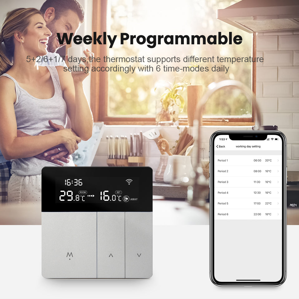 AVTTO WT50 WiFi Smart Thermostat 16A Electric Heating Temperature Controller APP Control for Home School Office Hotel