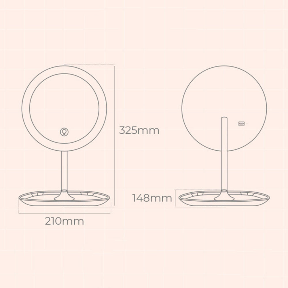 XIAOMIYOUPIN JORDAN&JUDY NV543 8-inch HD Makeup Mirror Desktop LED Fill Light Beauty Mirror with 3-Color Dimming