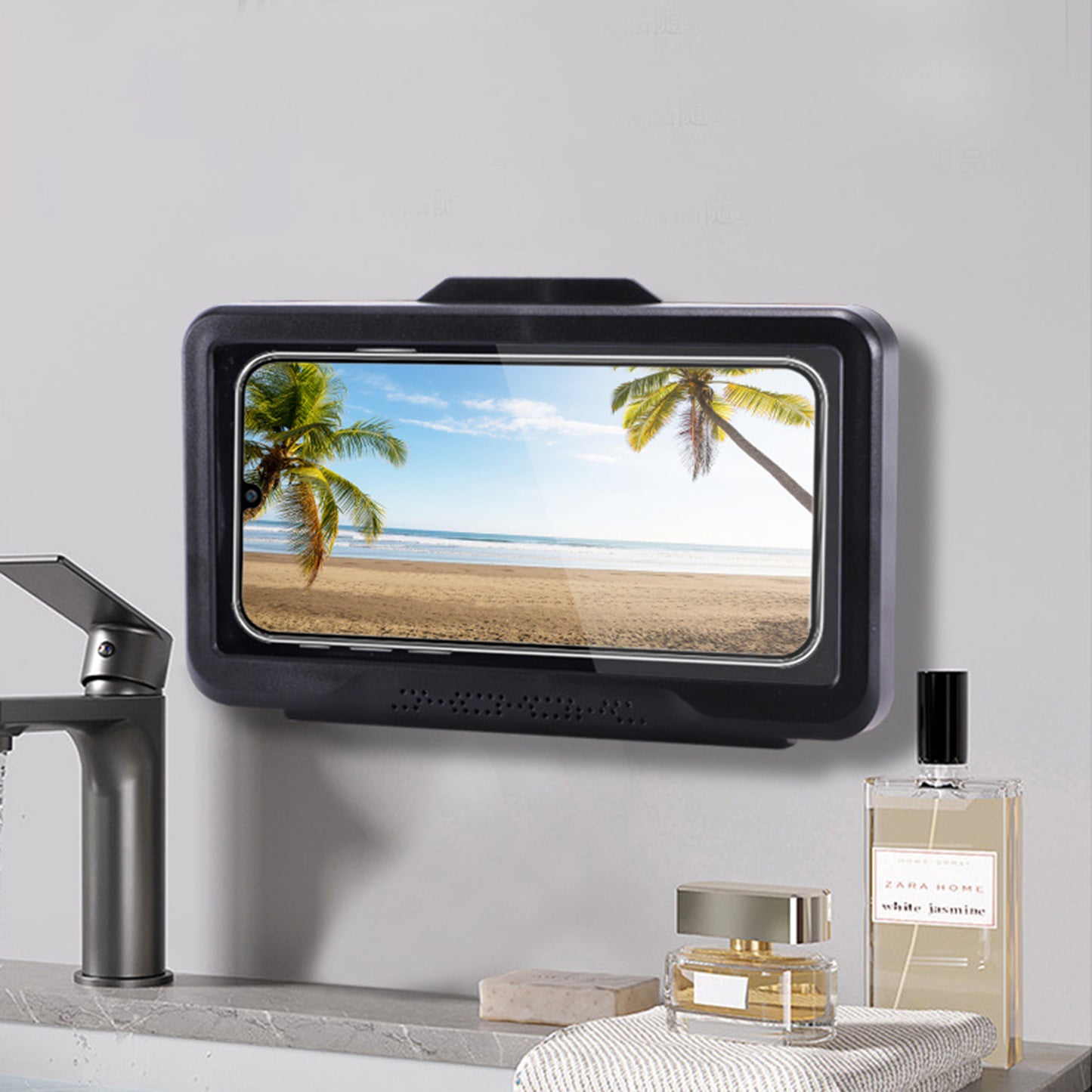 Shower Phone Holder Bathroom Waterproof Phone Case Touch Screen Wall Hanging Storage Box
