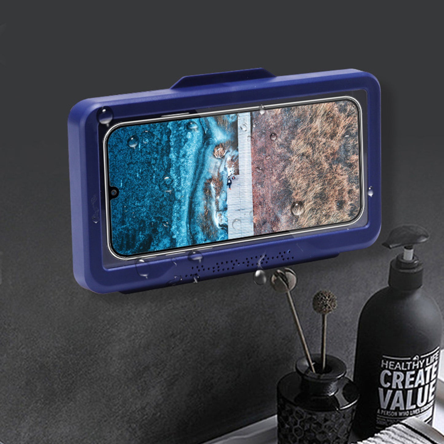 Shower Phone Holder Bathroom Waterproof Phone Case Touch Screen Wall Hanging Storage Box