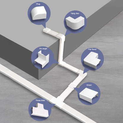10Pcs / Set Wire Covers Connector Wall Mount TV Cable Cover Adapter Flame Retardant PVC Cable Hider Connector