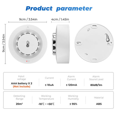 228WT-W 2-in-1 WiFi Smoke Detector with Temperature & Humidity Sensor Support Sound Alarm / Voice Control