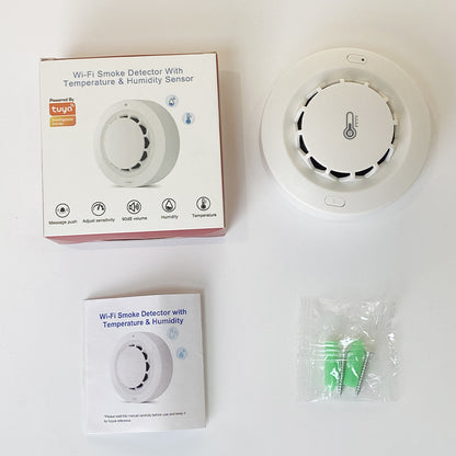 228WT-W 2-in-1 WiFi Smoke Detector with Temperature & Humidity Sensor Support Sound Alarm / Voice Control