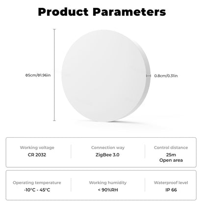 SYT004 Tuya Smart Home Zigbee Wireless Switch Battery-Powered Mini Scene Button