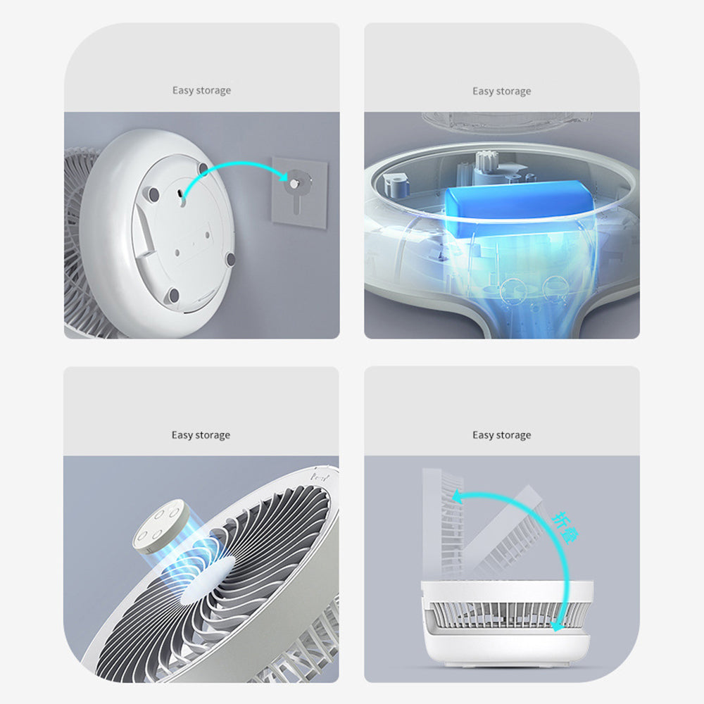 EDON E808 Portable Desktop Wall Mount ABS Fan Cooler Foldable Rechargeable Summer Cooling Fan