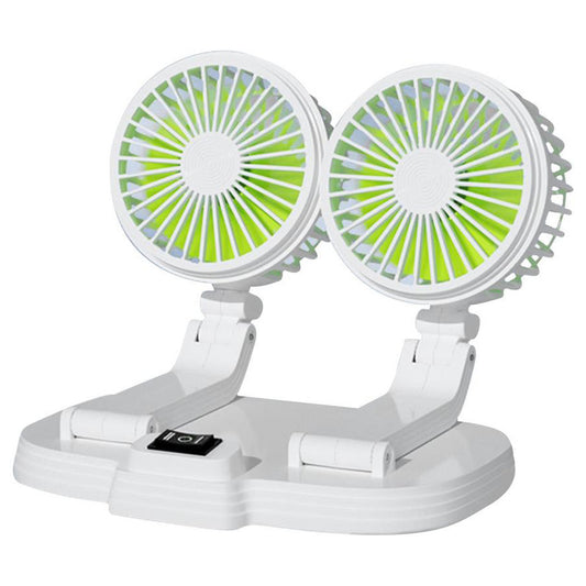 9626 360 Degree Rotation Double Head Car Cooling Fan Rechargeable Two Speeds Desk Fan