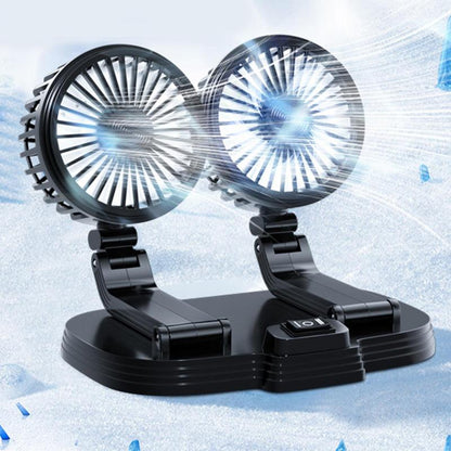 9626 360 Degree Rotation Double Head Car Cooling Fan Rechargeable Two Speeds Desk Fan