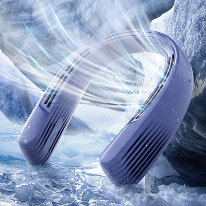 F69 Portable ABS Hanging Neck Cooling Fan Lazy Mute Turbo Bladeless USB Charging Fan Cooler