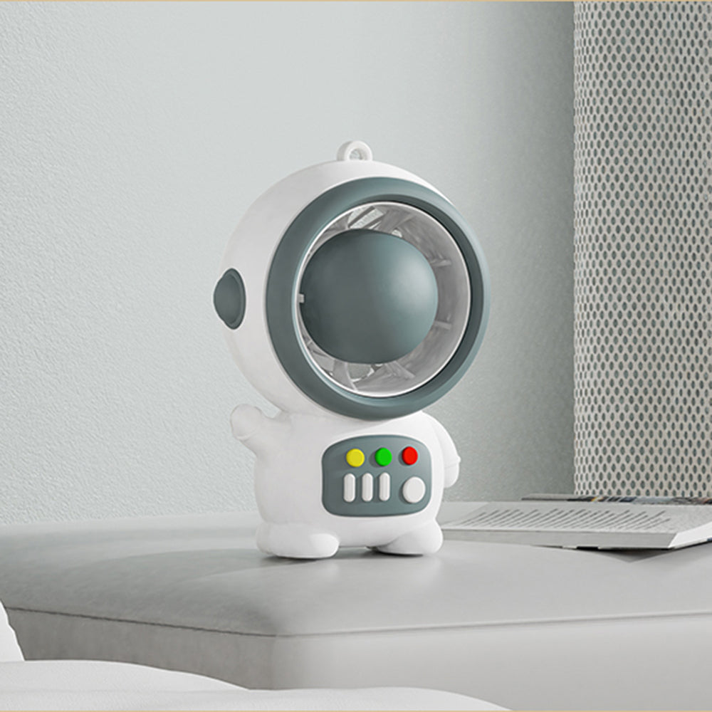 MLS6067 Cute Spaceman Portable Handheld Fan Astronaut Shape Two Gears Small Fan with Keychain