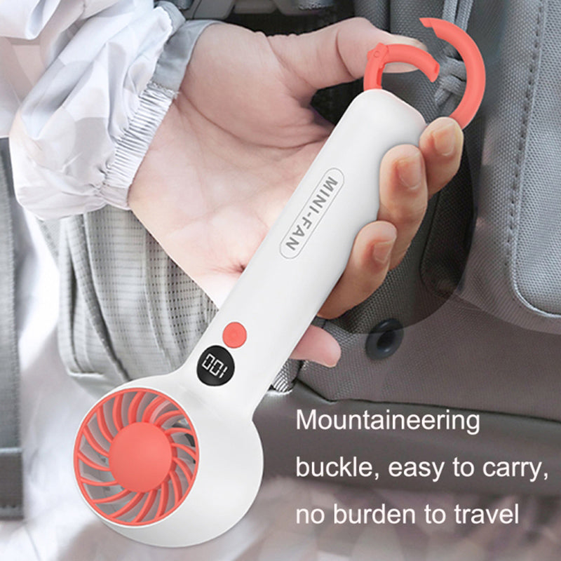 Handheld Fan USB Rechargeable Digital Display Cooling Fan with Hook Design