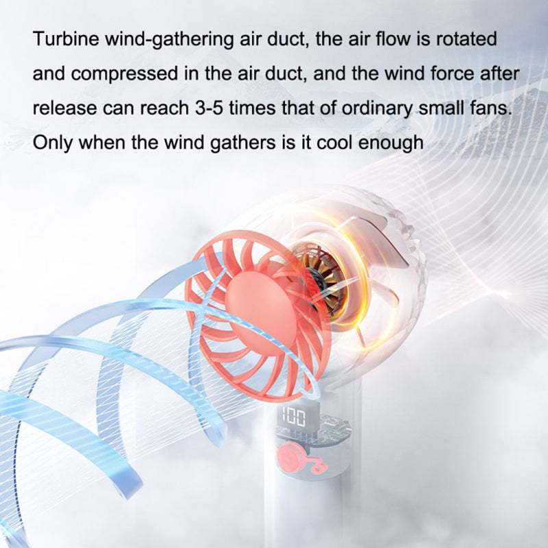 Handheld Fan USB Rechargeable Digital Display Cooling Fan with Hook Design