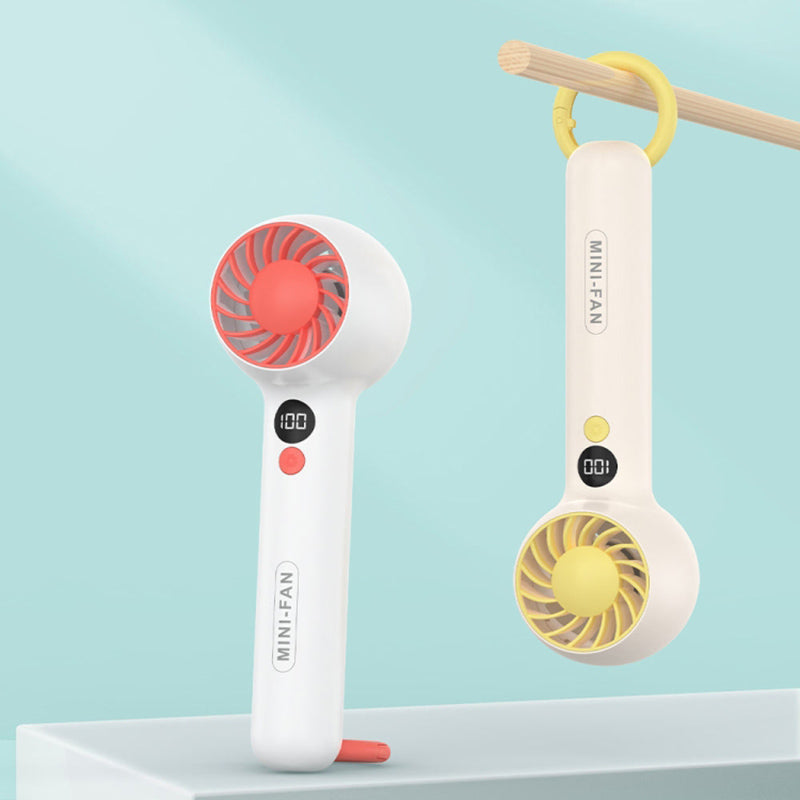 Handheld Fan USB Rechargeable Digital Display Cooling Fan with Hook Design
