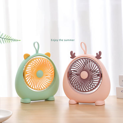 MEILISOON Rechargeable Summer Mini Desktop Fan Cooler Cute Cartoon 2-Speed Cooling Fan