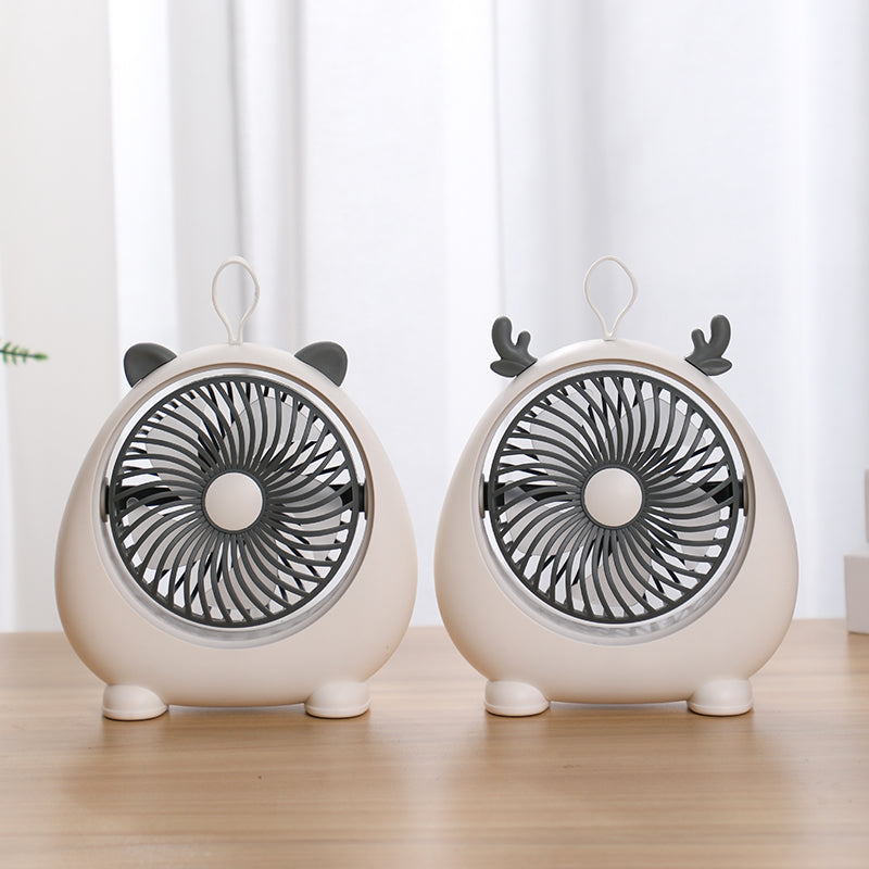 MEILISOON Rechargeable Summer Mini Desktop Fan Cooler Cute Cartoon 2-Speed Cooling Fan