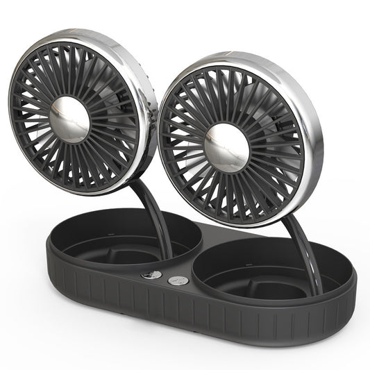 Universal Car Cooling Fan USB Dual Head Dashboard Fan 360-degree Rotatable 3 Speed Fans for SUV RV Boat Auto Vehicles