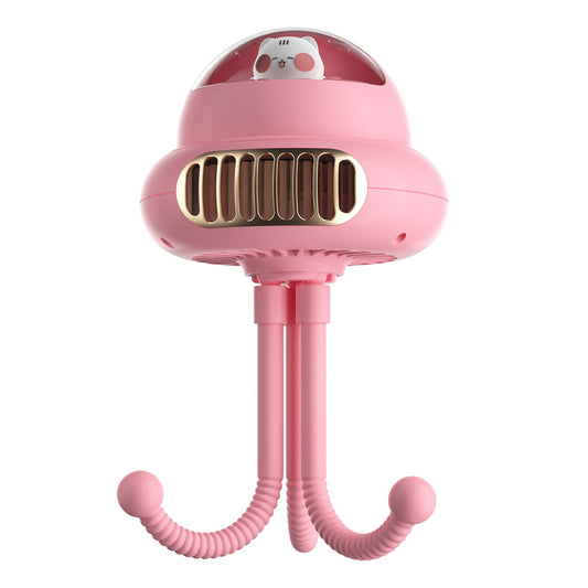 Cartoon Octopus Flexible Tripod Baby Stroller Fan Night Light Summer Fan Cooler, 4000mAh Battery