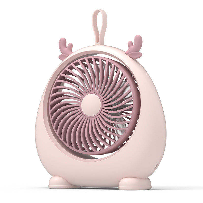 Cute Deer Ear Design Cooling Fan USB Power Home Office Portable Fan with 3 Wine Speed Adjustments, Size L
