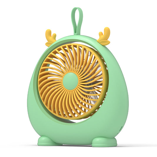 USB Rechargeable Portable Fan Cute Deer Ear Design 3 Wine Speed Adjustable Summer Cooling Fan, Size L