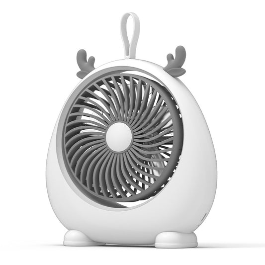 USB Rechargeable Portable Fan Cute Deer Ear Design 3 Wine Speed Adjustable Summer Cooling Fan, Size L