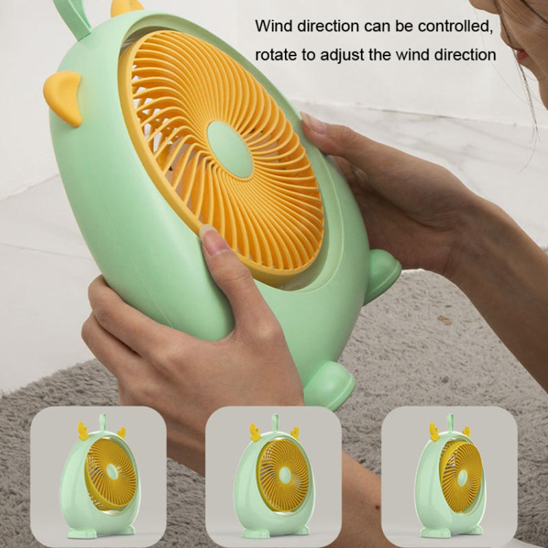 USB Rechargeable Portable Fan Cute Deer Ear Design 3 Wine Speed Adjustable Summer Cooling Fan, Size L